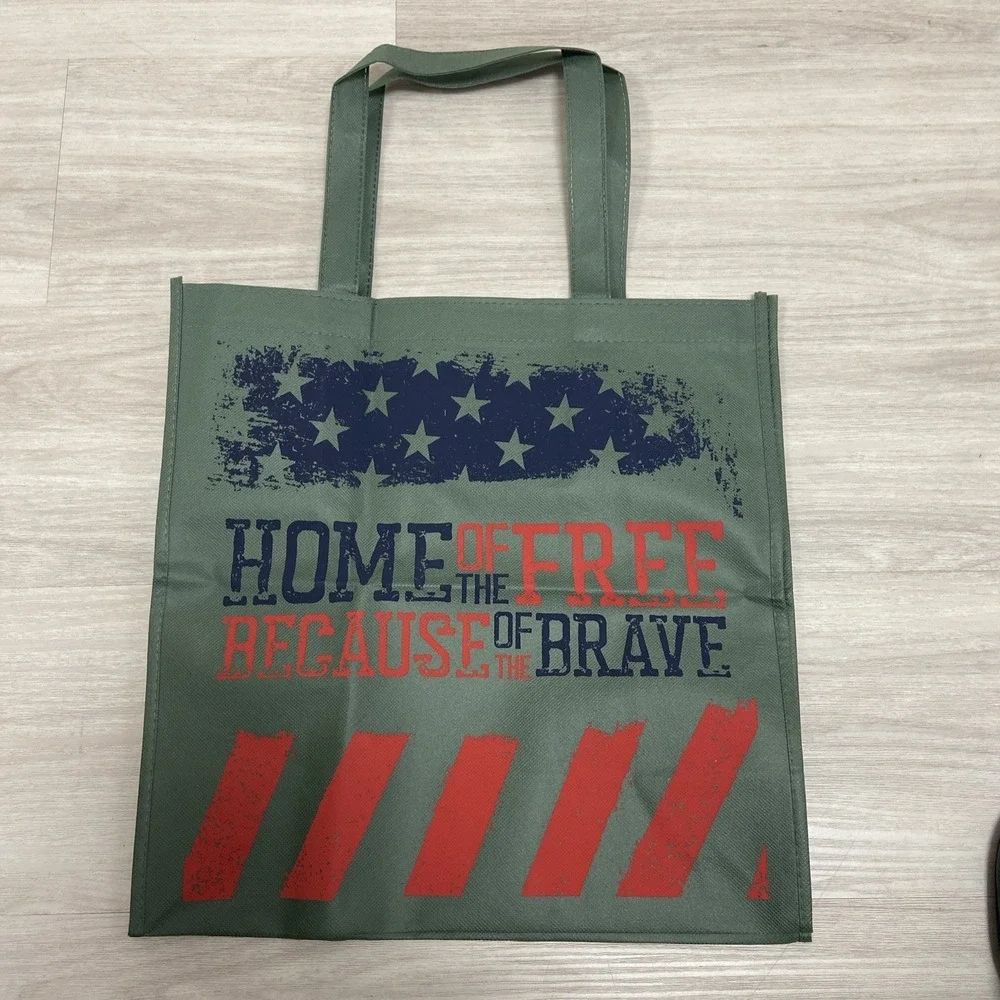 Home Of The Free Because of the Brave Tunnel To Towers Reusable Tote Bag New